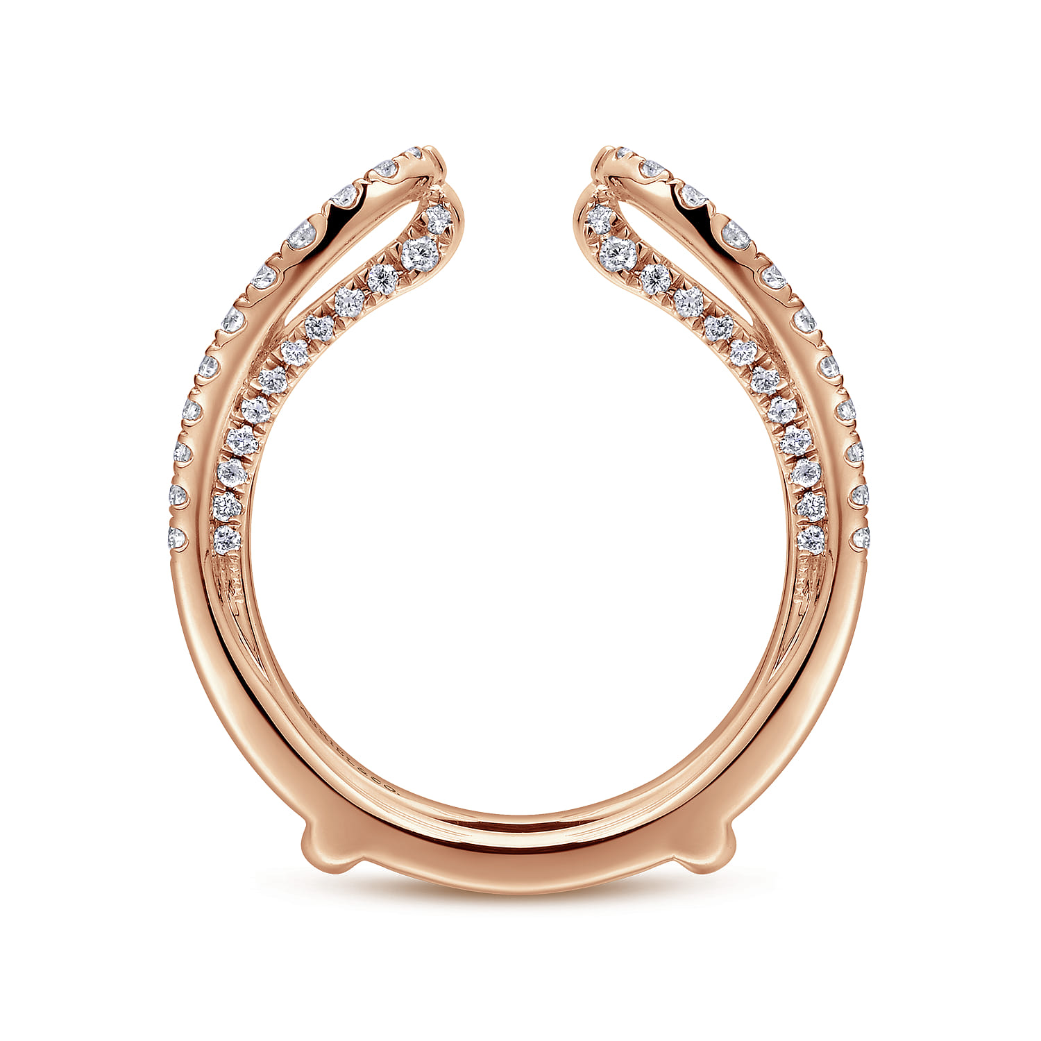 Enhancer Wedding Ring in 14k Rose Gold with Round Natural Diamond at Gabriel & Co. - Shot 2