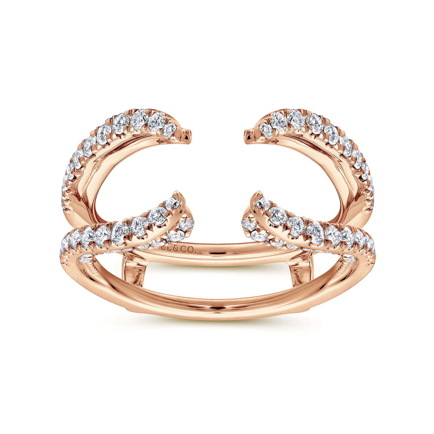 Enhancer Wedding Ring in 14k Rose Gold with Round Natural Diamond at Gabriel & Co. - Shot 4