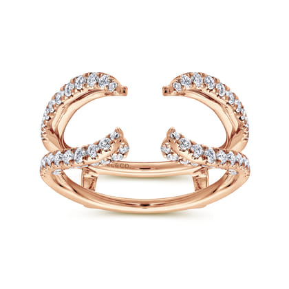 14K Rose Gold French Pave Set Diamond Ring Enhancer