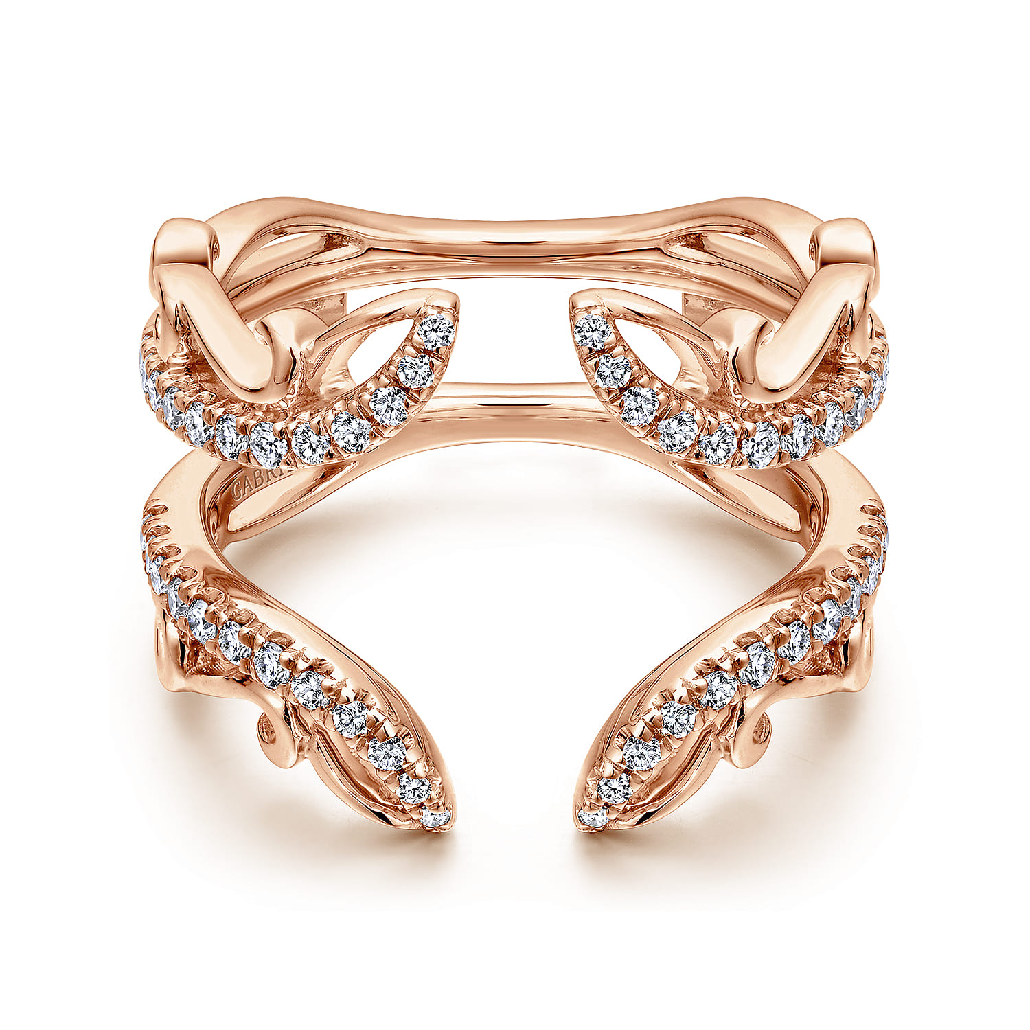 Enhancer Wedding Ring in 14k Rose Gold with Round Natural Diamond at Gabriel & Co. - Shot 1