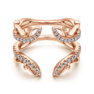 14K Rose Gold French Pave Set Diamond Ring Enhancer