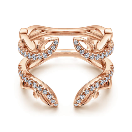 14K Rose Gold French Pave Set Diamond Ring Enhancer