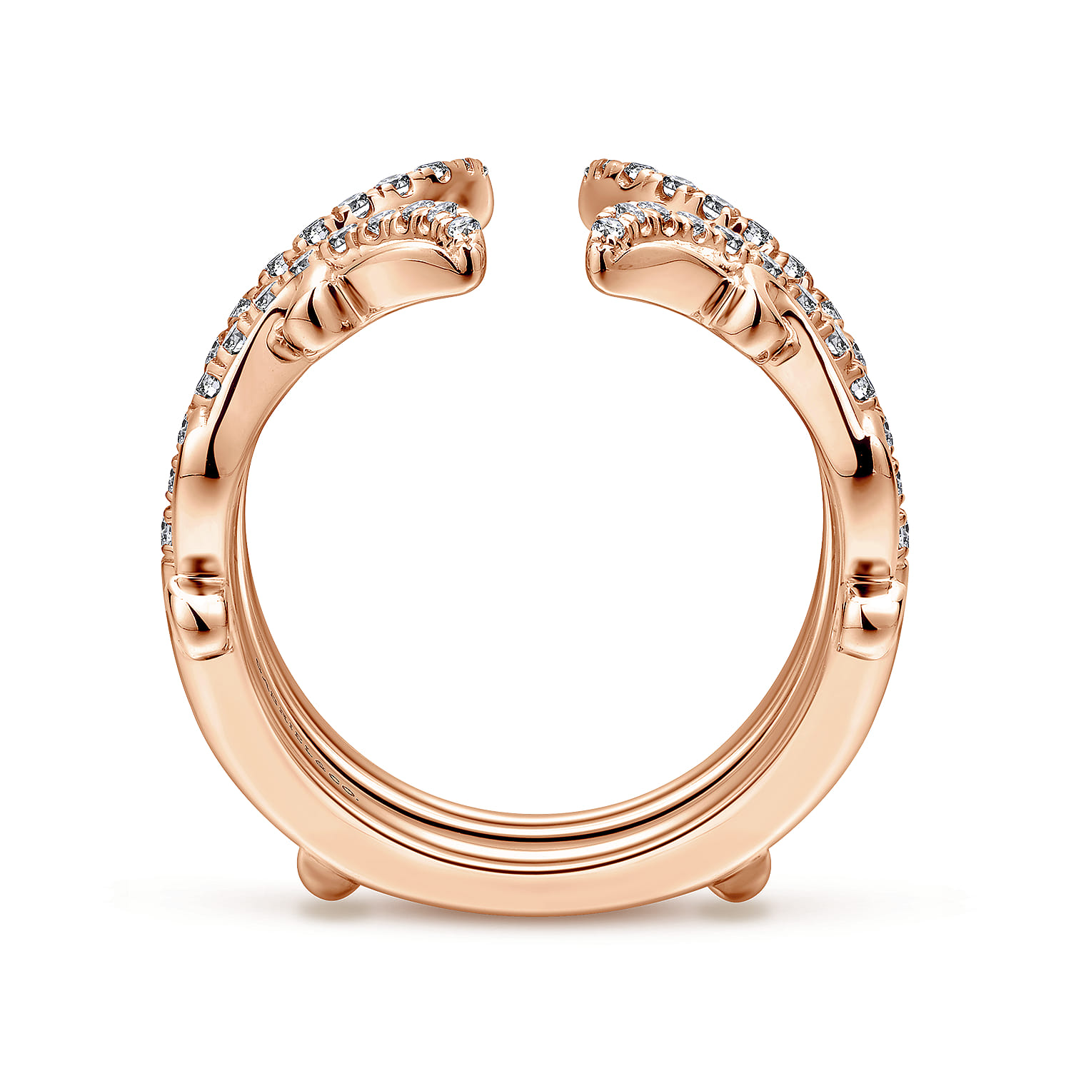 Enhancer Wedding Ring in 14k Rose Gold with Round Natural Diamond at Gabriel & Co. - Shot 2