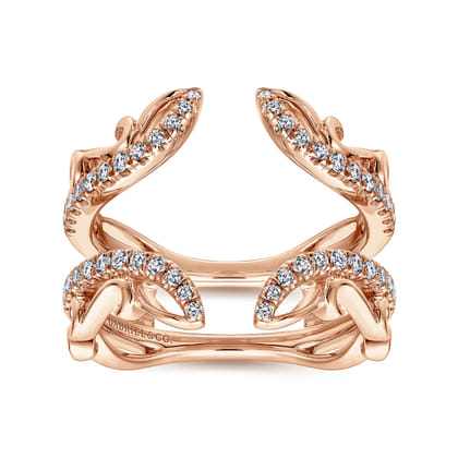 14K Rose Gold French Pave Set Diamond Ring Enhancer