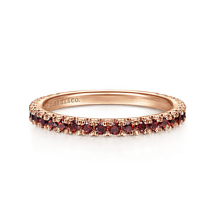 14K Rose Gold Garnet Stackable Ring