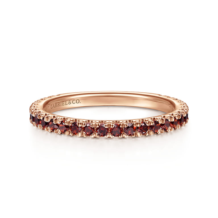 14K Rose Gold Garnet Stackable Ring - Shot 1
