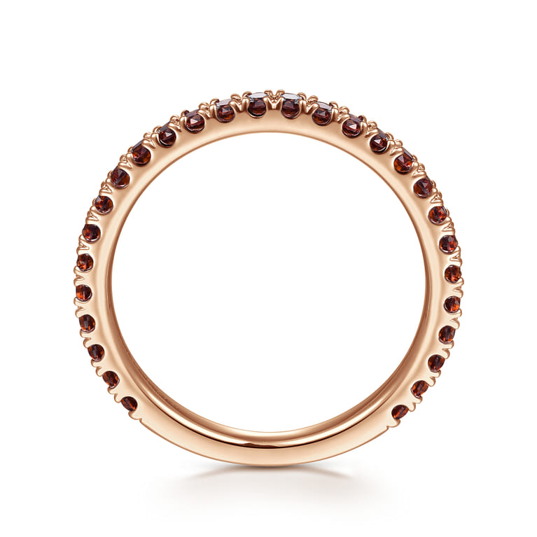 14K Rose Gold Garnet Stackable Ring - Shot 2