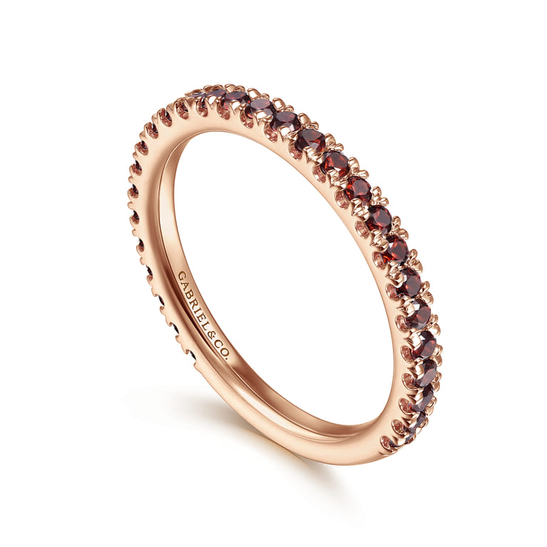 14K Rose Gold Garnet Stackable Ring - Shot 3