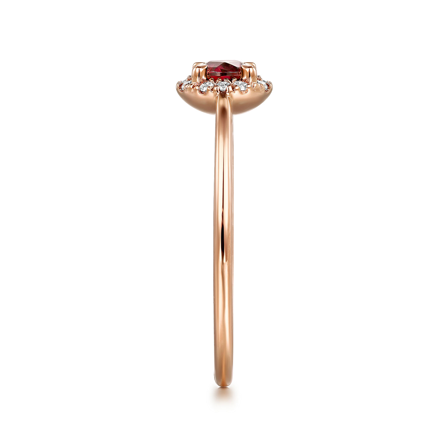 14K Rose Gold Garnet and Diamond Halo Promise Ring - 0.06 ct - Shot 4