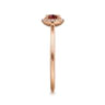 14K Rose Gold Garnet and Diamond Halo Promise Ring - 0.06 ct