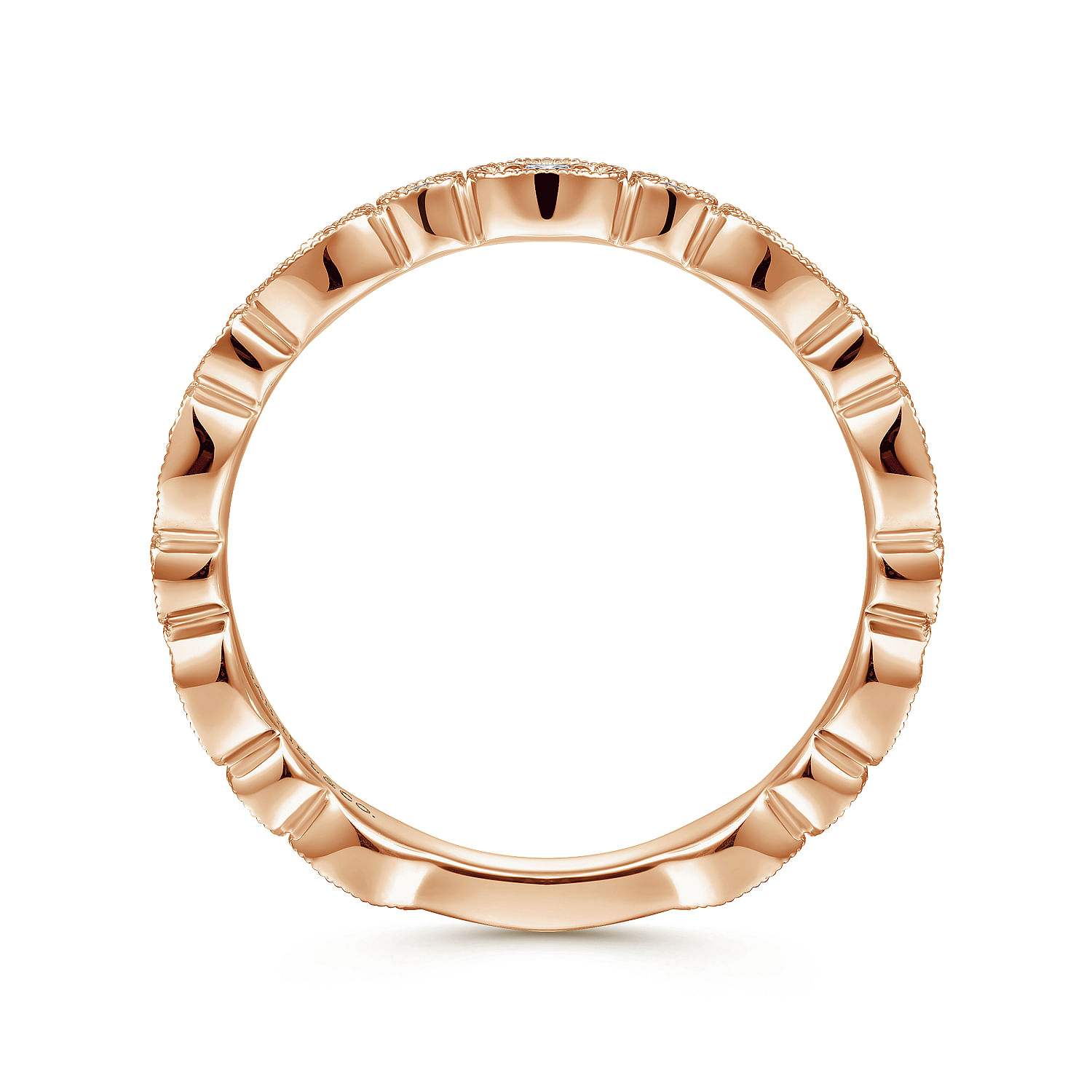 14K Rose Gold Graduating Station Diamond Stackable Ring