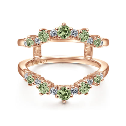 14K Rose Gold Green Sapphire and Diamond Ring Enhancer