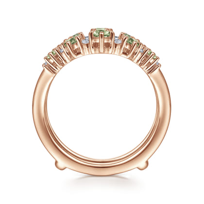 14K Rose Gold Green Sapphire and Diamond Ring Enhancer