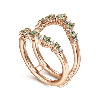 14K Rose Gold Green Sapphire and Diamond Ring Enhancer