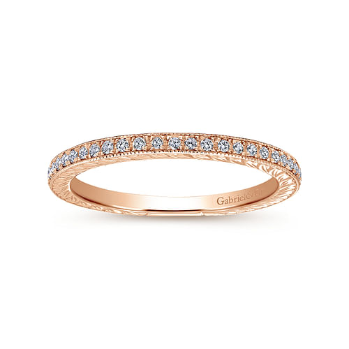 14K Rose Gold Hand Carved Stackable Diamond Ring - 0.23 ct - Shot 4
