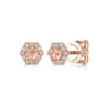 14K Rose Gold Hexagonal Morganite and Diamond Stud Earrings - 0.07 ct