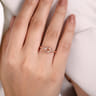 14K Rose Gold Horizontal Oval Morganite and Diamond Three Stone Ring - 0.03 ct