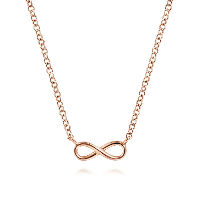 14K Rose Gold Infinity Pendant Necklace - Shot 1