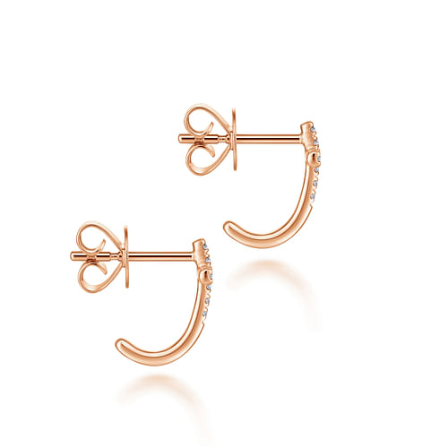14K Rose Gold J Curve Diamond Cross Stud Earrings - 0.1 ct - Shot 3