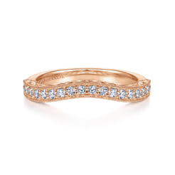 14K Rose Gold Knife Edge Matching Diamond Wedding Band