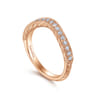 14K Rose Gold Knife Edge Matching Diamond Wedding Band - 0.25 ct
