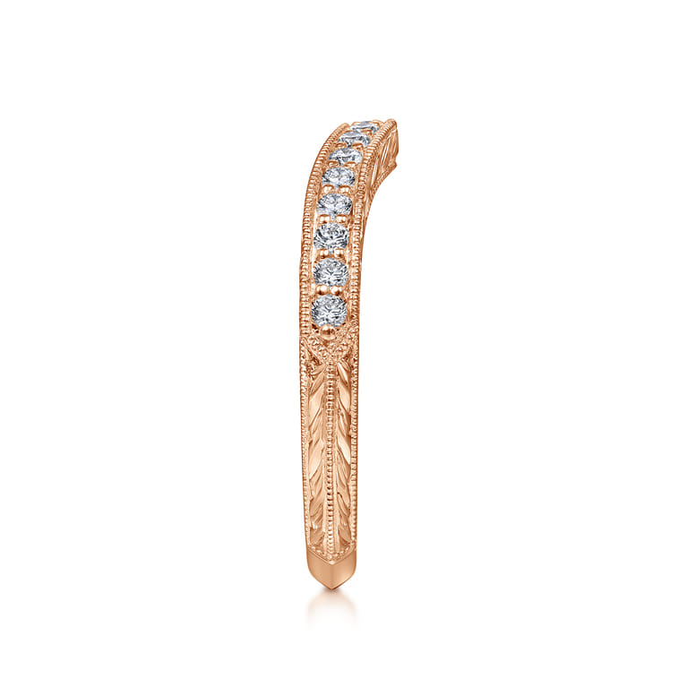14K Rose Gold Knife Edge Matching Diamond Wedding Band - 0.25 ct - Shot 5