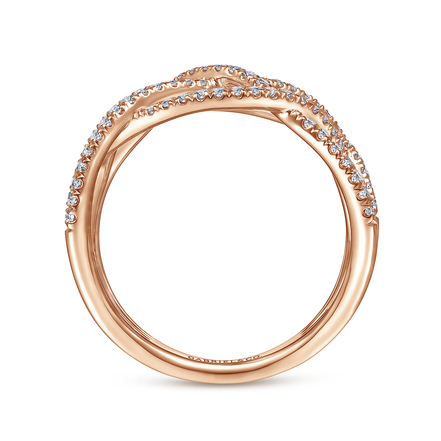 14K Rose Gold Layered Grid Diamond Ring