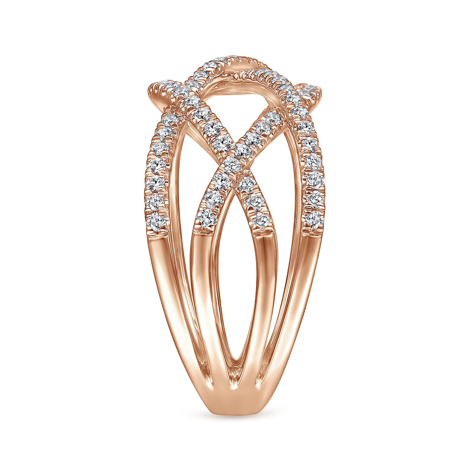 14K Rose Gold Layered Grid Diamond Ring