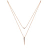 14K Rose Gold Layered Pave Diamond Bar and Spike Pendant Necklace - 0.23 ct