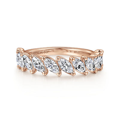 14K Rose Gold Marquise Diamond Anniversary Band