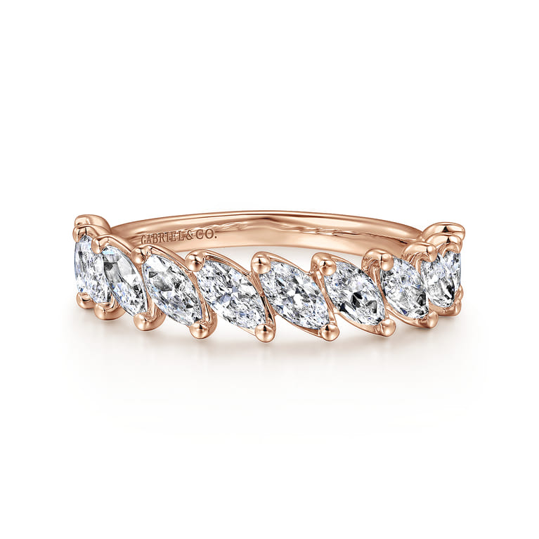 Fancy Wedding Ring in 14k Rose Gold with Marquise Natural Diamond at Gabriel & Co. - Shot 1