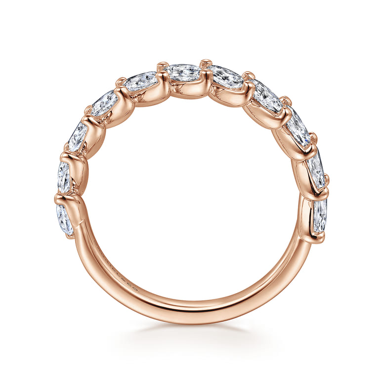 Fancy Wedding Ring in 14k Rose Gold with Marquise Natural Diamond at Gabriel & Co. - Shot 2