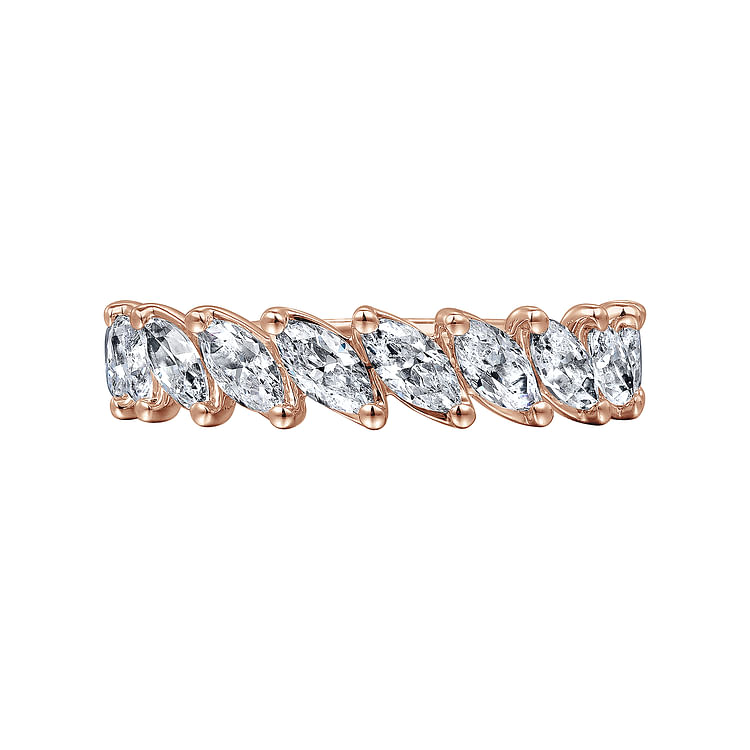 14K Rose Gold Marquise Diamond Anniversary Band