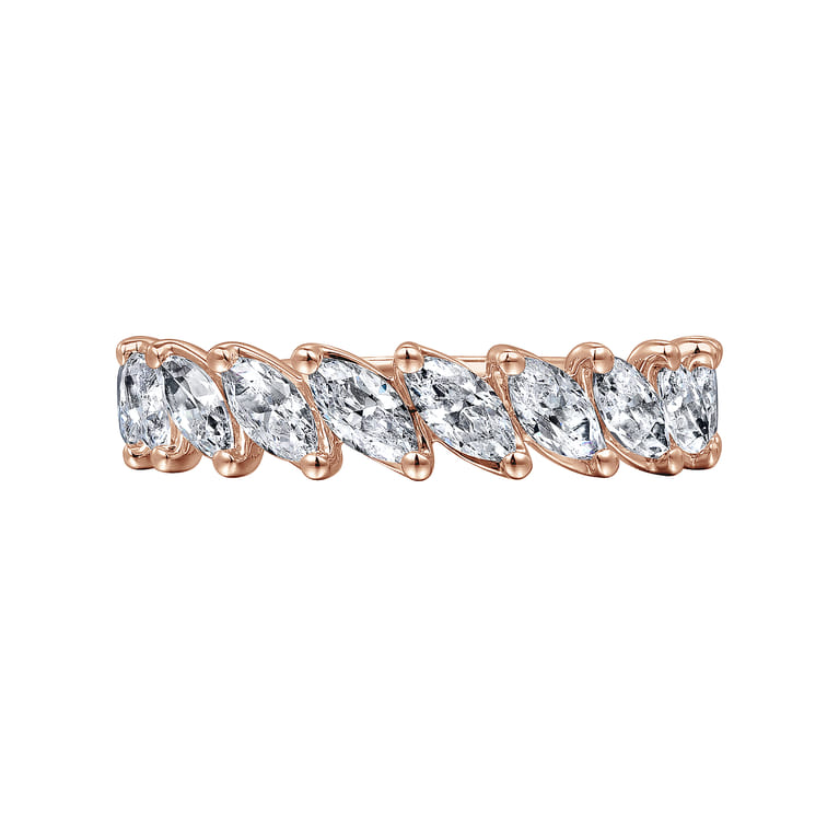 Fancy Wedding Ring in 14k Rose Gold with Marquise Natural Diamond at Gabriel & Co. - Shot 5