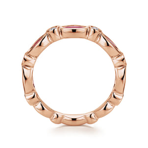 14K Rose Gold Marquise Ruby and Round Diamond Stackable Ring