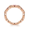 14K Rose Gold Marquise Ruby and Round Diamond Stackable Ring - 0.13 ct
