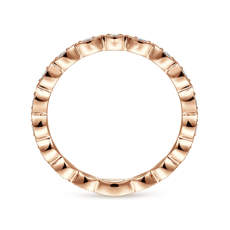 14K Rose Gold Marquise Station Diamond Stackable Ring - 0.25 ct - Shot 2