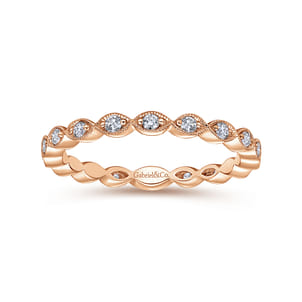 14K Rose Gold Marquise Station Diamond Stackable Ring