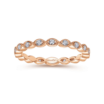 14K Rose Gold Marquise Station Diamond Stackable Ring