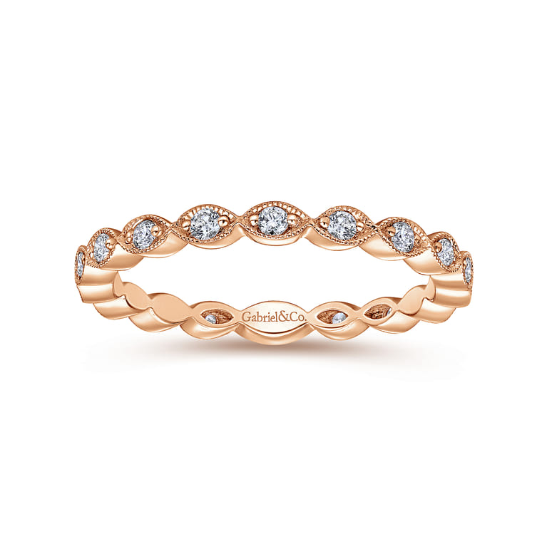 14K Rose Gold Marquise Station Diamond Stackable Ring - 0.25 ct - Shot 4