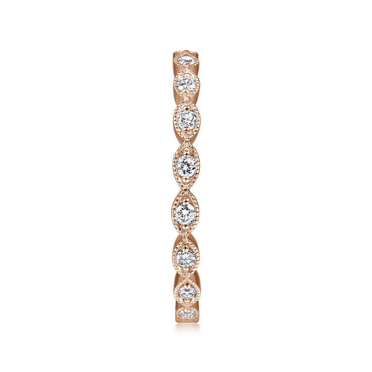 14K Rose Gold Marquise Station Diamond Stackable Ring - 0.25 ct - Shot 5