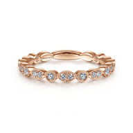 14K Rose Gold Marquise and Round Station Diamond Ring