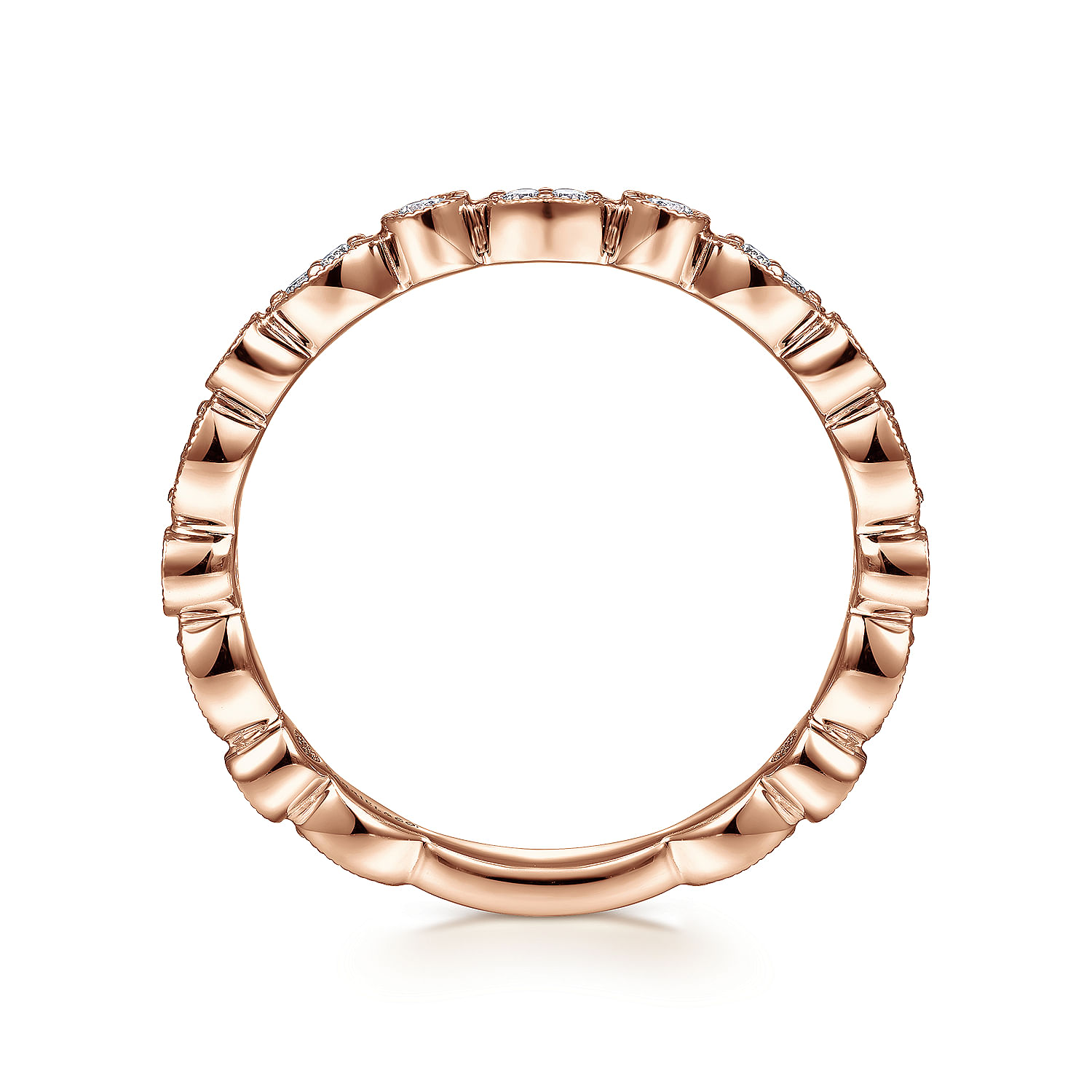 14K Rose Gold Marquise and Round Station Diamond Ring - 0.25 ct - Shot 2