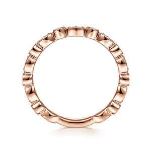 14K Rose Gold Marquise and Round Station Diamond Ring