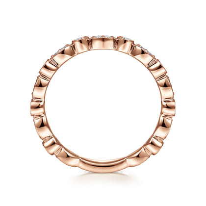14K Rose Gold Marquise and Round Station Diamond Ring