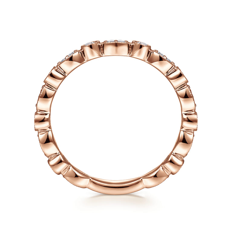 14K Rose Gold Marquise and Round Station Diamond Ring - 0.25 ct - Shot 2