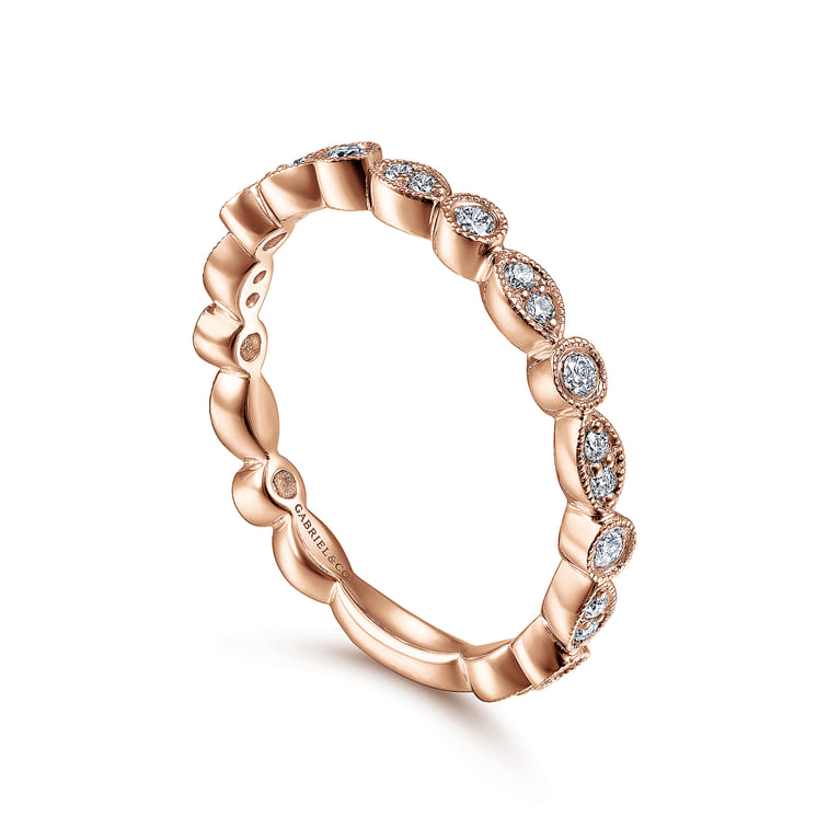 14K Rose Gold Marquise and Round Station Diamond Ring - 0.25 ct - Shot 3
