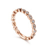14K Rose Gold Marquise and Round Station Diamond Ring - 0.25 ct