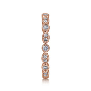 14K Rose Gold Marquise and Round Station Diamond Ring