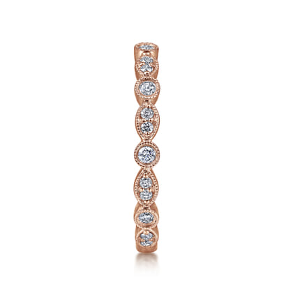14K Rose Gold Marquise and Round Station Diamond Ring